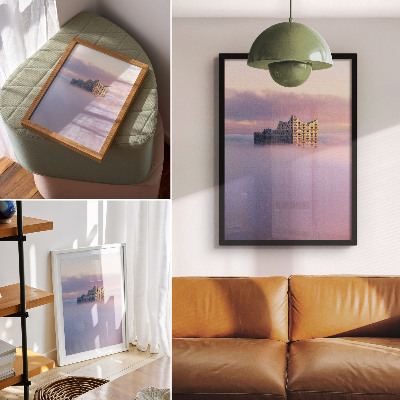 Poster Modern arkitektur omgiven av dimma