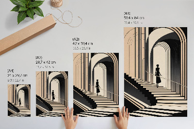 Poster En figur på trappan under de monumentala valven