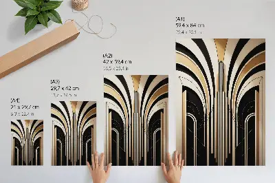 Hållbar väggposter med modernt valv i elegant art deco-stil och kontrastrika färger