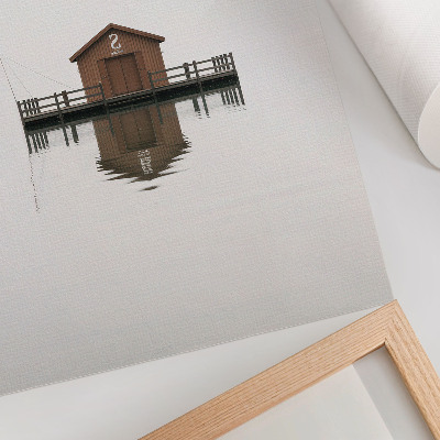 Dekorativ väggaffisch En trästuga i minimalism vid vattnet