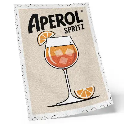 Väggaffisch Aperol med drinkmotiv på orange bakgrund