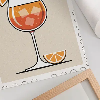 Väggaffisch Aperol med drinkmotiv på orange bakgrund