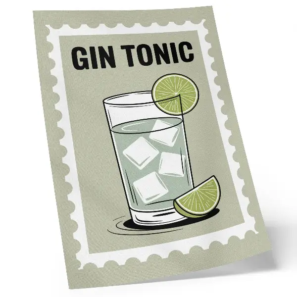 Poster med GIN TONIC motiv i gröna och vita toner