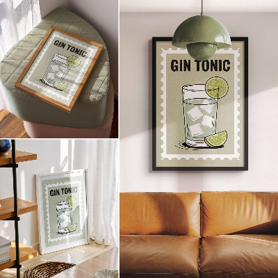 Poster Inskriptionen GIN TONIC gröna och vita element