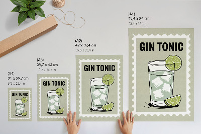 Poster Inskriptionen GIN TONIC gröna och vita element