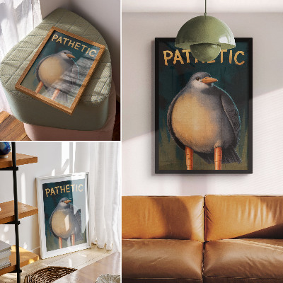Hållbar väggposter Rolig fågel ovanliga färger turkos bakgrund