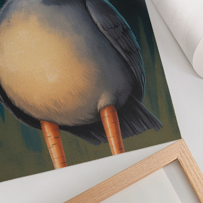 Hållbar väggposter Rolig fågel ovanliga färger turkos bakgrund