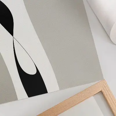 Hållbar väggposter svarta och vita linjer med mjuka kontraster