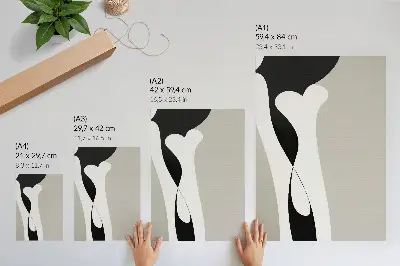 Hållbar väggposter svarta och vita linjer med mjuka kontraster