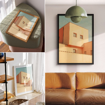 Dekorativ väggaffisch Geometrisk arkitektur beige fasad