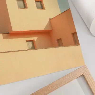 Väggaffisch med geometriskt arkitekturmotiv i beige