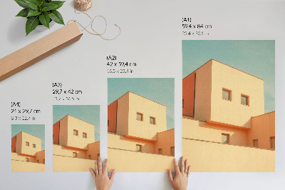 Dekorativ väggaffisch Geometrisk arkitektur beige fasad