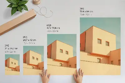 Väggaffisch med geometriskt arkitekturmotiv i beige
