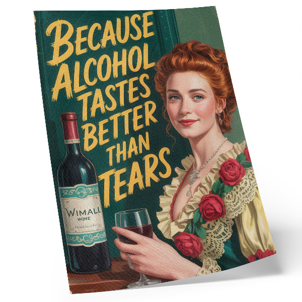 Hållbar väggposter Retro elegans kvinna med vin och inskription