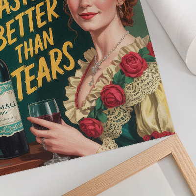 Hållbar väggposter Retro elegans kvinna med vin och inskription
