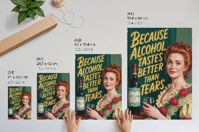 Hållbar väggposter Retro elegans kvinna med vin och inskription