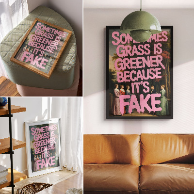 Dekorativ väggaffisch Rosa inskription skogstecken elegans humor