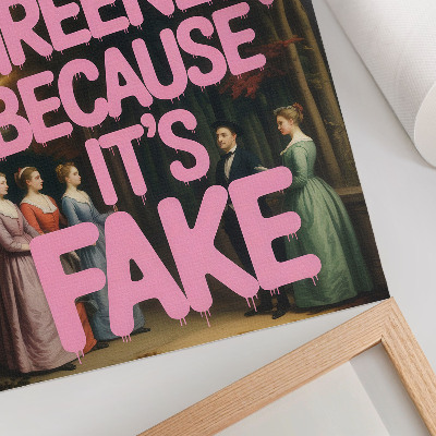 Dekorativ väggaffisch Rosa inskription skogstecken elegans humor