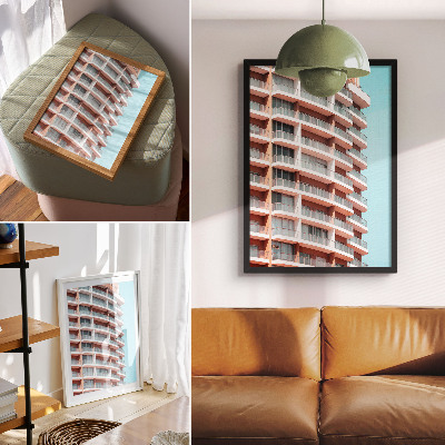 Hållbar väggposter Modern arkitektur med öppna balkonger