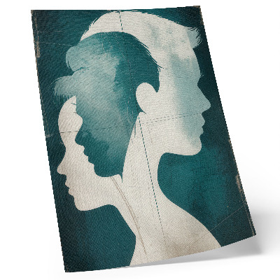 Poster Turkosa silhuetter med vita fina linjer