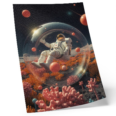 Hållbar väggposter Astronaut rymden färgglada växter kosmos