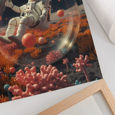 Hållbar väggposter Astronaut rymden färgglada växter kosmos