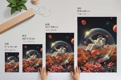 Hållbar väggposter Astronaut rymden färgglada växter kosmos