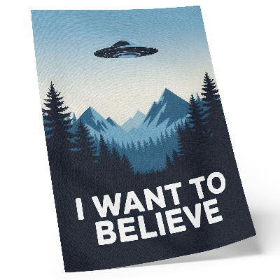 Poster UFO skog berg mystisk modern stil