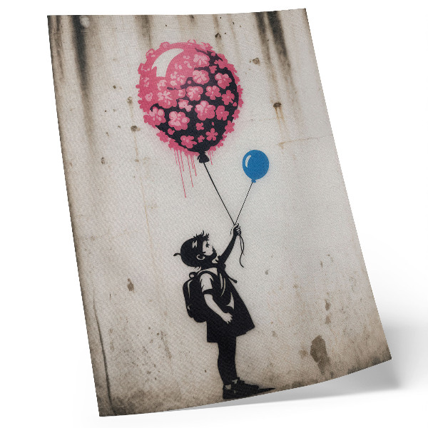 Hållbar väggposter Barn med ballonger på en grov bakgrund