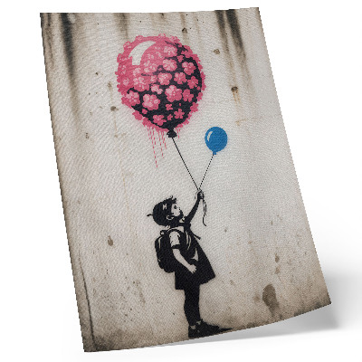 Hållbar väggposter Barn med ballonger på en grov bakgrund