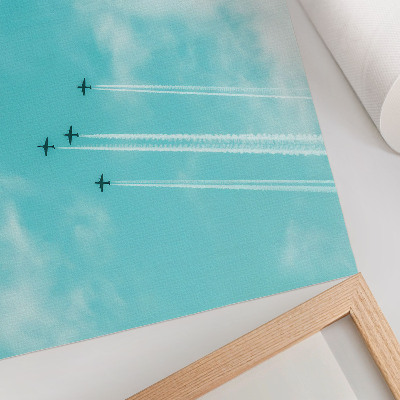 Dekorativ väggaffisch Flygplan i himlen i ett modernt dynamiskt system