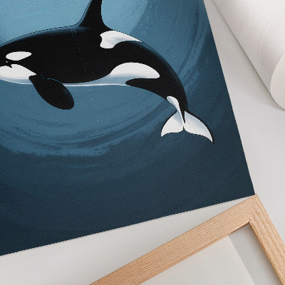 Hållbar väggposter Späckhuggare under vattnet, figur på båt, månen i bakgrunden