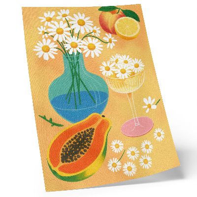 Affisch Saftiga frukter färgglada prästkragar illustrativ stil