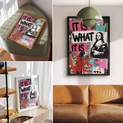 Hållbar väggposter med energiskt graffitimotiv i klassisk ikonisk kontrast