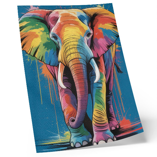 Hållbar väggposter Färgglad elefant, kontrasterande färger, intensiv färg