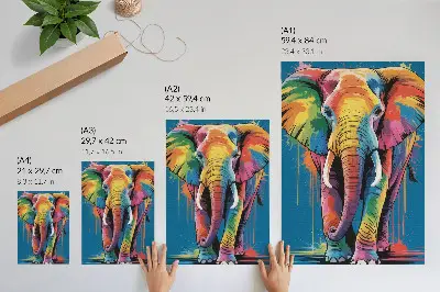 Hållbar väggposter färgglad elefant med kontrasterande och intensiva färger