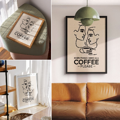 Poster Minimalistiska ansiktskonturer kopp kaffe