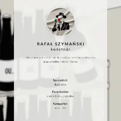 Poster med minimalistiska ansiktskonturer och en kopp kaffe