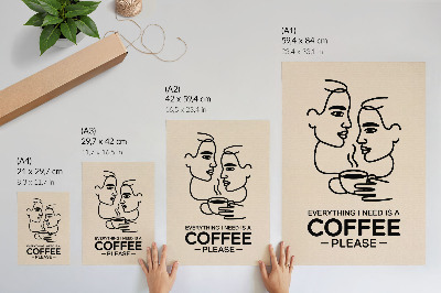 Poster Minimalistiska ansiktskonturer kopp kaffe