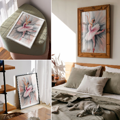 Affisch Ballerina i rosa med dynamisk bakgrund