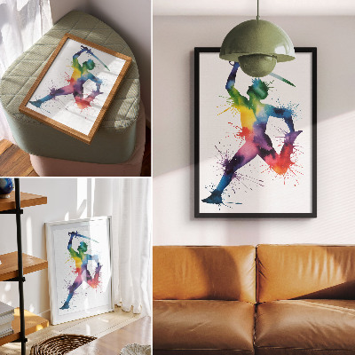 Hållbar väggposter En figur i ljusa färger med ett svärd