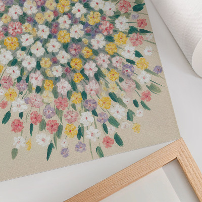 Dekorativ väggaffisch Färgglada blommor pastellfärgade blad fräschör