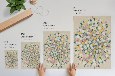 Dekorativ väggaffisch Färgglada blommor pastellfärgade blad fräschör