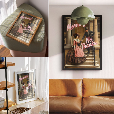 Poster Historiska dräkter pastellfärgade inskriptioner modernitet