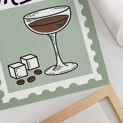 Affisch med espresso martini-motiv i vintagestil