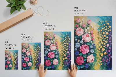 Hållbar väggposter Blommor, rosor, livfulla färger, abstrakt atmosfär