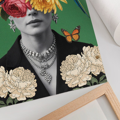 Poster Blommor, fåglar, fjärilar, eleganta figurer, surrealism