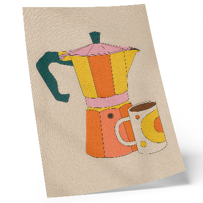 Affisch Geometrisk kaffekanna och mugg, livfulla och optimistiska färger