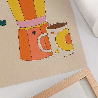 Affisch Geometrisk kaffekanna och mugg, livfulla och optimistiska färger