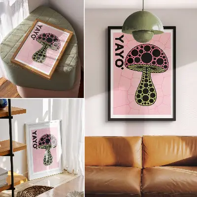 Hållbar väggposter med geometriskt svampmotiv i modern stil